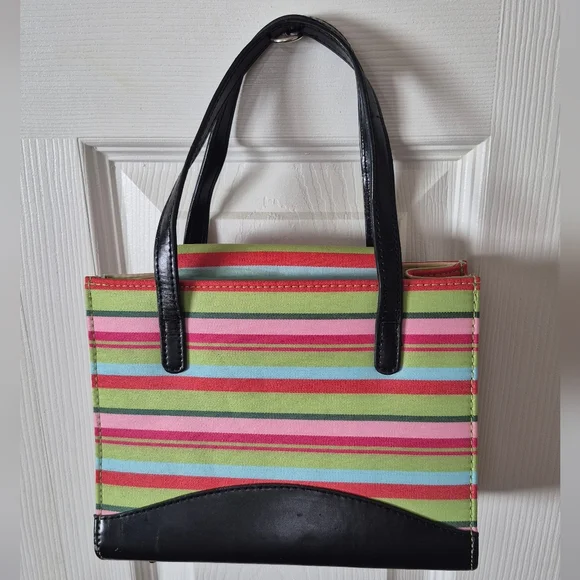 Kate Spade Vintage Small Colorful Striped Handbag With Bow - Picture 2 of 13